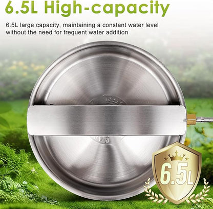 Automatic Dog Water Bowl Dispenser Large Breed Outdoor Pet Water Fountain Pet Waterer with Float Valve 6.5L Heavy-Duty Stainless Steel Auto Waterer for Large Dogs Cats Puppy Chicken Goat