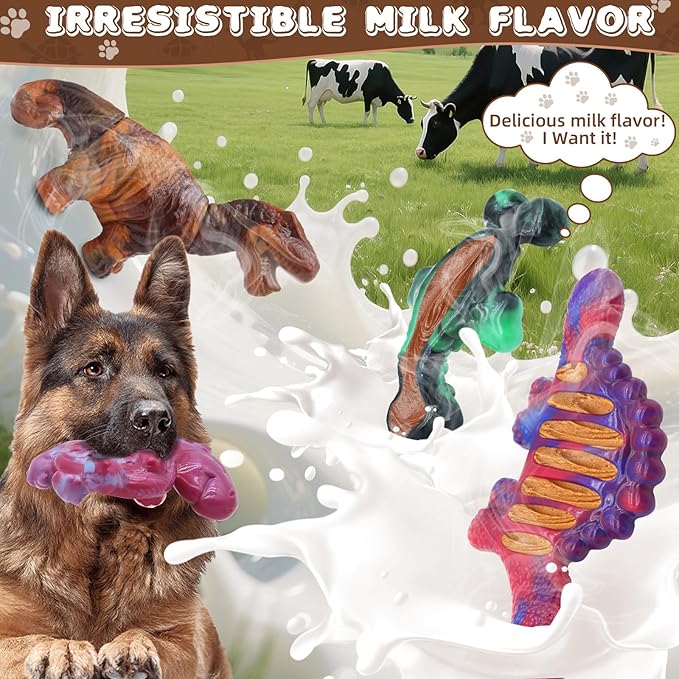 Magicorange 4 Pack Dog Chew Toys for Aggressive Chewers, Nylon Durable Dog Toys, Milk Flavored Tough Chew Toys