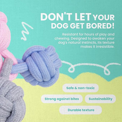 Snugarooz Try Me Knot Rope Dog Toy – Durable Three-Knot Pastel Design – Ideal for Active Chewers – Perfect for Tugging - Interactive Play and Dental Health