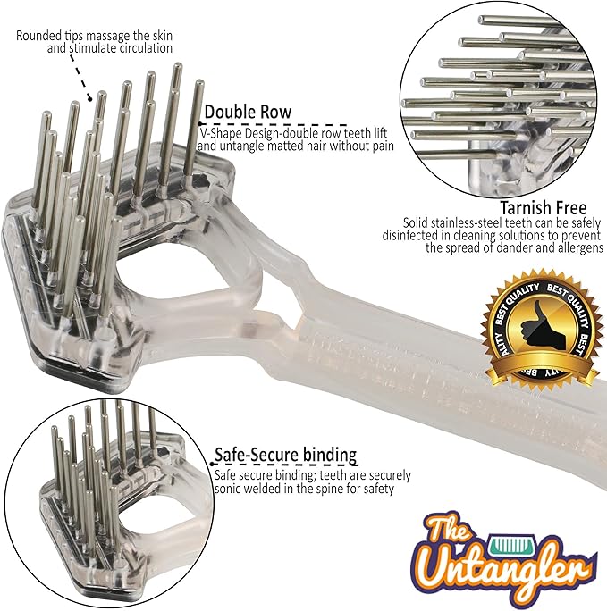 Mini-Rake V-Shaped with 1" Double-Row Rotating Teeth (Crystal with BlackTop)