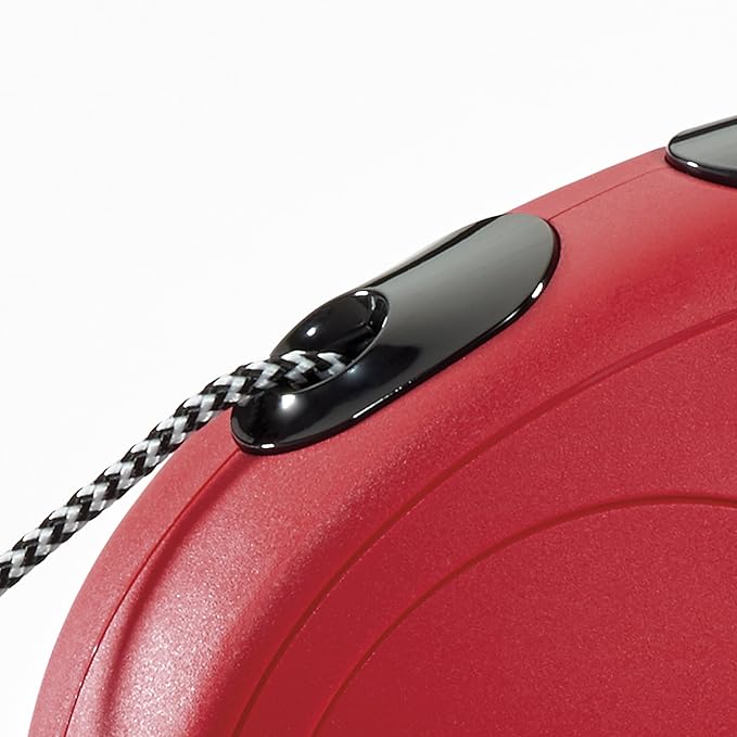 FLEXI New Classic Cord Retractable Dog Leash for Small Dogs up to 26 lbs. – 26 ft., Red | Tangle-Free Pet Walking Leash with One-Handed Brake, Pause, Lock | German Quality Product