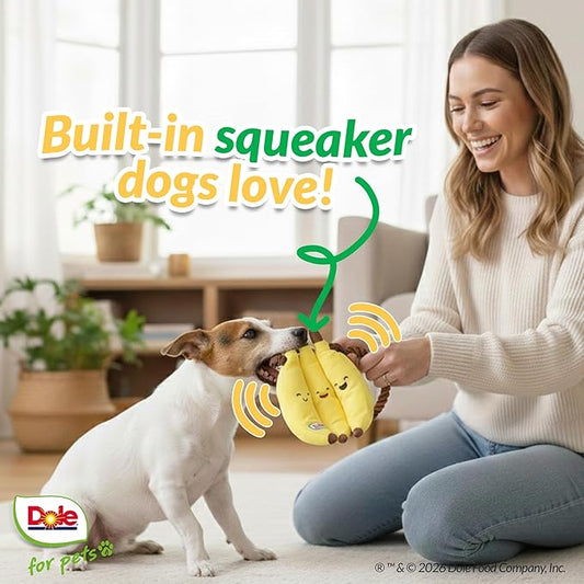 Dole for Pets® Dog Rope Toy with Squeakers, Banana Tug of War Dog Toy, Tough Cotton Rope Toys for Dogs, Aggressive Chew Toys for Medium Dogs