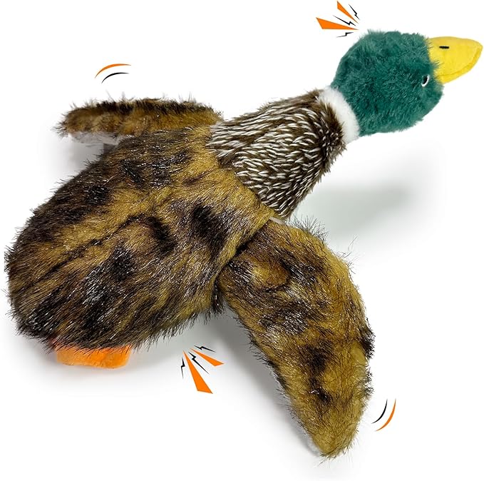 Large Squeaky Dog Toys, Tough Plush Squeaky Duck Dog Toy with 3 Sounds to Keep Them Busy, Interactive Filled Chew Toys for Small Medium and Large Dogs