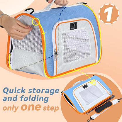 A 4 Pet Cat Carrier, Airline Approved Pet Carrier for Small Medium Cats Dogs Puppy with Safety Tether, Lightweight EVA Soft-Sided Bag, Anti-Collapse for Plane Car Train Vet