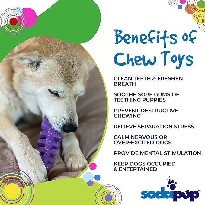 SodaPup Fish Bone – Durable Dog Chew Toy Made in USA from Non-Toxic, Pet Safe, Food Safe, Nylon Material for Mental Stimulation, Clean Teeth, Fresh Breath, Problem Chewing, Calming Nerves, & More