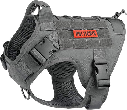 Tactical Dog Training Vest No Pull Harness for Dogs,Adjustable Dog Hiking Harness Working Vest(Grey,M)