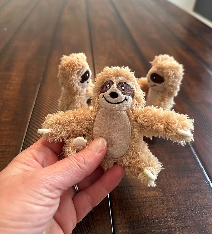 Glow Pups Sloth Dog Toy, Dog Squeaky Toy, Tree with Hide and Squeak Plush Toys for Dogs, Toy, Puzzle Toy for Small and Medium Size Dogs. (3 Pack: Replacement Animals, Sloth)