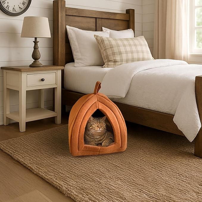 PETMAKER Indoor Cat House with Removable Foam Cushion for Cats, Kittens, Small Dogs & Small Pets, Plush Pet Bed Crate Tent Hideaway with Cozy Soft Interior, Small Animal Sleep & Rest Space
