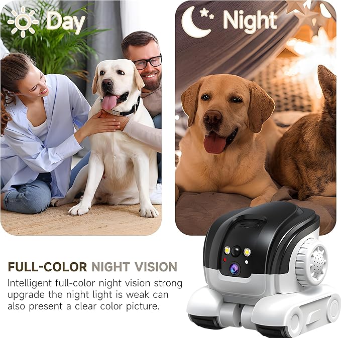 Pet Camera, 1080P Movable Robot Pet Cam Indoor with Phone APP, Security Camera for Home, Upgrade Wireless Dog/Cat/Baby Monitor WiFi Version & 32G SD Card, 2-Way Talk, Night Vision, Motion Detection