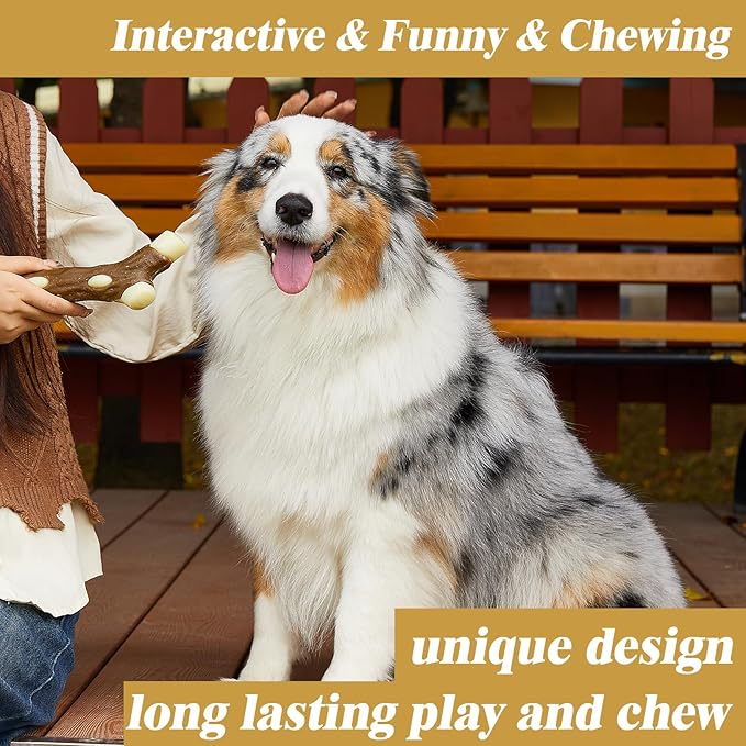 Dog Bones Chew Toys for Aggressive Chewers, 3 Pack Real Beef Flavor,Indestructible Dog Teething Chew Toys for Large/Medium/Small Puppies Breed,Tough Pet Toy with Nylon