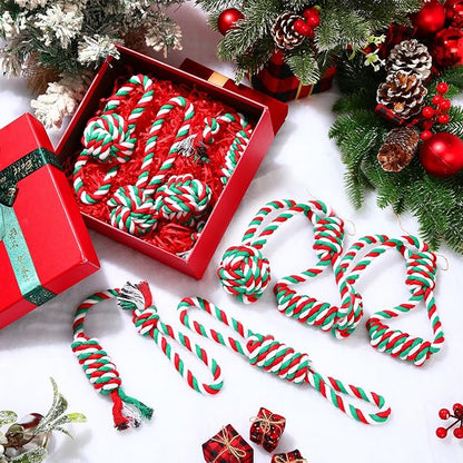 Zubebe 16 Pieces Christmas Dog Rope Toys Christmas Dog Chewing Toys Classic Interactive Toys for Christmas Large Medium Dogs Chewing Teething Cleaning and Training