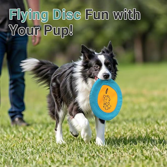 3 Packs Nylon Interactive Dog Flying Disc - Floating Dog Toys for Aggressive chewers - Water Toys for Dogs (Blue and Yellow)