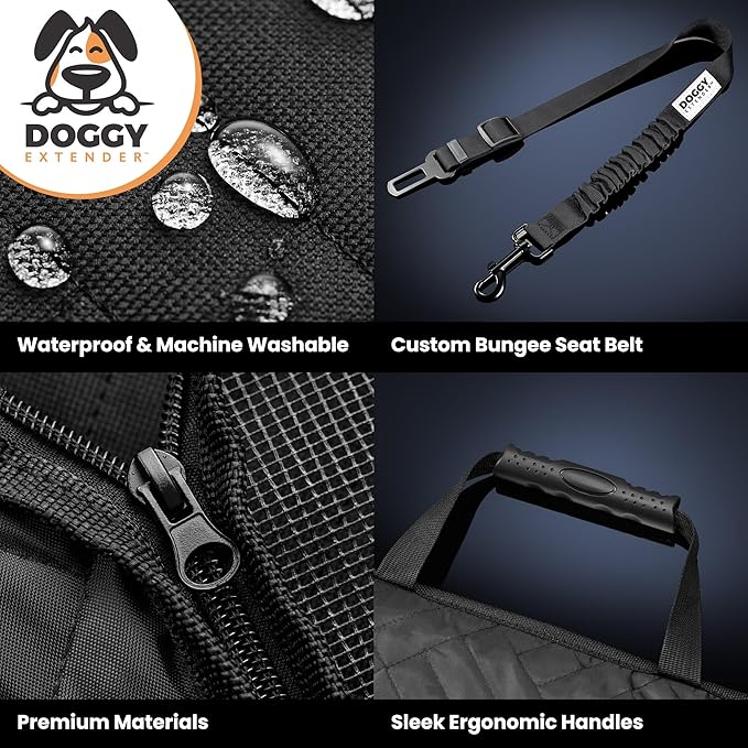 Premium Truck Dog Seat Cover, Extra Strength Honeycomb Hard Bottom Holds 400lbs, Dog Back Seat Extender, Waterproof, Anti-Scratch, Safer, Back Seat Pet Cover for Dogs Upgraded 2025 Materials!