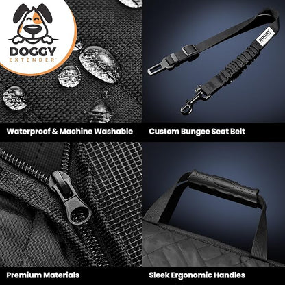 Premium Truck Dog Seat Cover, Extra Strength Honeycomb Hard Bottom Holds 400lbs, Dog Back Seat Extender, Waterproof, Anti-Scratch, Safer, Back Seat Pet Cover for Dogs Upgraded 2025 Materials!