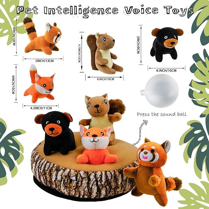 Hide and Seek Dog Toys, 2-in-1 Interactive Squeaky Puppy Toys with Detachable Non-Slip Base, Treat Dispensing & Flying Disc Fetch, Enrichment Toys for Small Medium Large Dogs