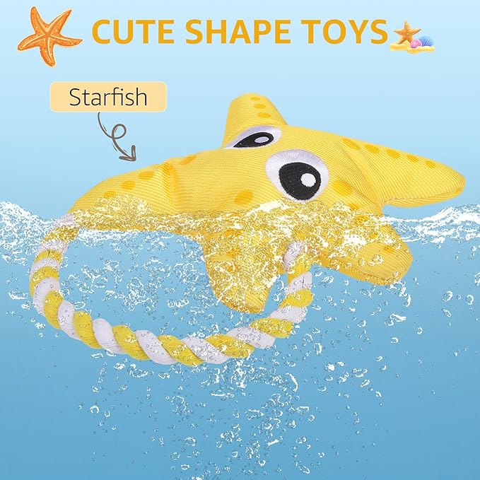 SCENEREAL Dog Toy for Small Medium Dogs- Floating Dog Toys Squeaky Toys for Water Pool Fetch, Halloween Starfish Shape Interactive Pet Chew Toy Outdoor Interactive Play