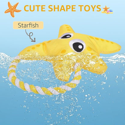SCENEREAL Dog Toy for Small Medium Dogs- Floating Dog Toys Squeaky Toys for Water Pool Fetch, Halloween Starfish Shape Interactive Pet Chew Toy Outdoor Interactive Play