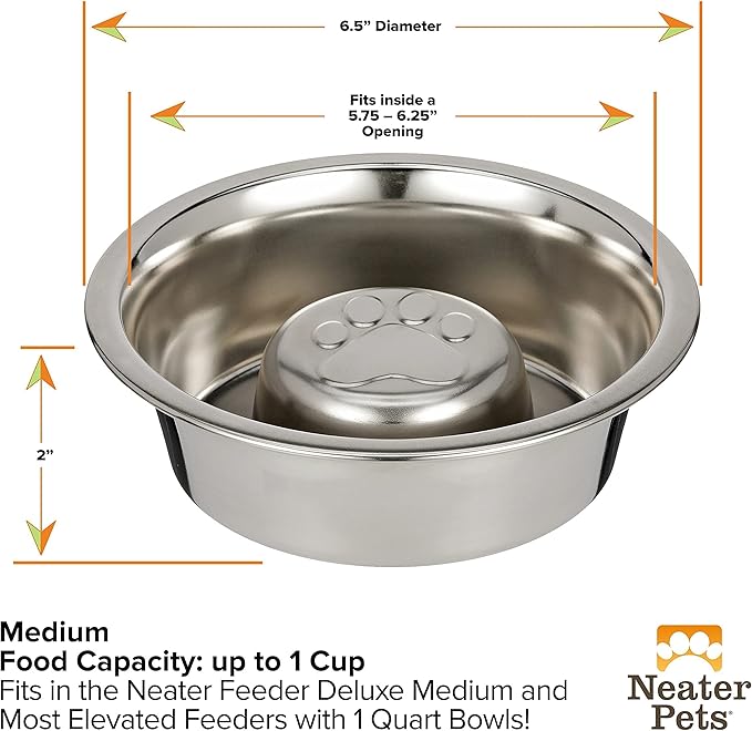 Neater Feeder Deluxe Medium Dog with Leg Extensions and Slow Feed Bowl, Cappuccino