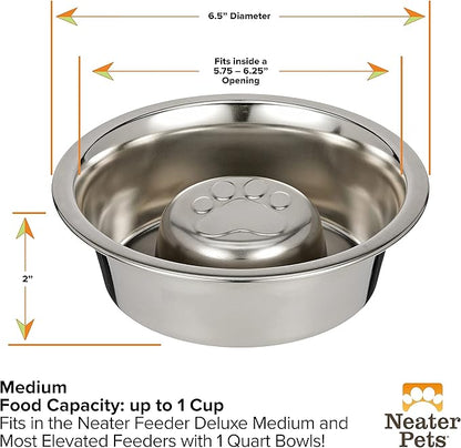 Neater Feeder Deluxe Medium Dog with Leg Extensions and Slow Feed Bowl, Gunmetal