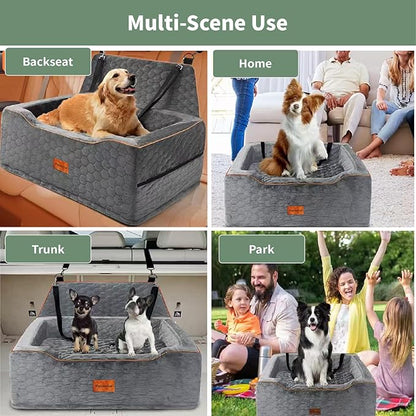 Dog Car Seat Medium Sized Dog Under 60 Lbs, Large dogBed for Car Back Seat, Booster Seat for 2 Small Dogs,PortableDog Travel Accessories