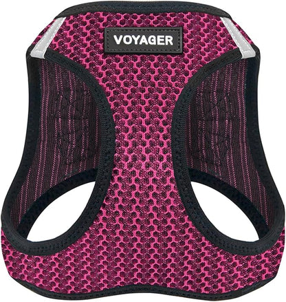 Best Pet Supplies Voyager Step-in Air Harness - All Weather Mesh, Reflective, No Pull Harness for Dogs, Cats - Secure with Hook & Loop Fastener, Buckle, Double D-Rings - Fuchsia 2-Tone, XS