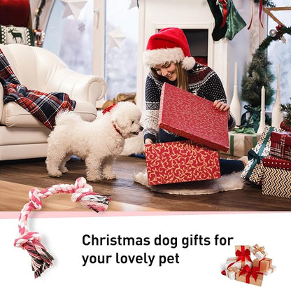 SZEE 2Pcs Dog Rope Toy for Small Breeds, 14 in 3 Knots Chew Rope Toys for Dogs, Pull Toy for Tug of War, Energy Release, Boredom Relief and Teeth Cleaning (Pink & Orange)