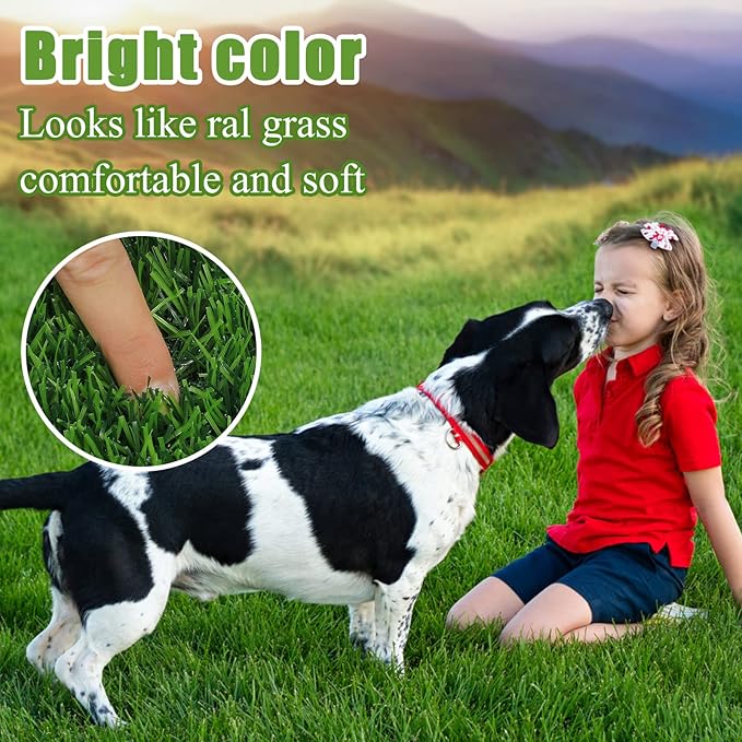 Bsmathom Artificial Grass Rug Indoor Outdoor Rug, 3x5Ft Dog Grass Mat with Drainage Holes, Synthetic Artificial Grass Turf Fake Grass Rug for Balcony Garden Lawn Landscape, 3x5Ft
