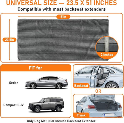 Dog Bed Mat for Car Backseat, Non-Slip Waterproof Car Seat Mat for Dogs & Pets with 2-Inch Thick Foam & Easy Clean Dog Pad Cover Suitable for Travel, Camp, Home (23.5x51in, Grey)