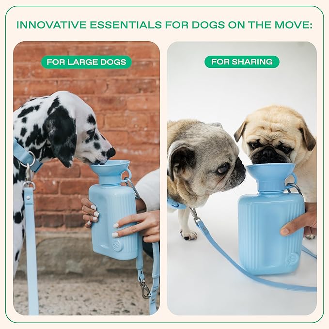 Springer Dog Water Bottle | Portable Travel Water Bottle Dispenser For Dogs - As Seen on Shark Tank | Patented, Leak-Proof Bottles Fill Bowl With Water - Ideal for Walking | BPA-Free 44oz Blue