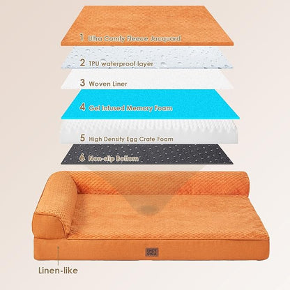 EHEYCIGA XL Dog Bed Memory Foam for Crate, Extra Large Dog Bed Orthopedic with Washable Removable Cover, Waterproof Pet Sofa Couch XLarge Size Dogs, 41x27x6.5, Pumpkin