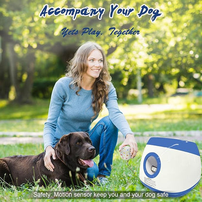 SOCO Automatic Ball Launcher for Dogs Large- 3 Distance Settings (40/60/80FT) w/Remote Control | 2.5" ETPU Tennis Balls | Indoor/Outdoor Dog Toy | 6 Balls & Quick Charge Included