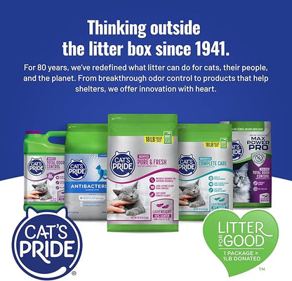 Cat's Pride Max Power: Total Odor Control - Up to 10 Days of Powerful Odor Control - Strong Clumping - 99% Dust Free - Multi-Cat Litter, Scented, 15 Pounds