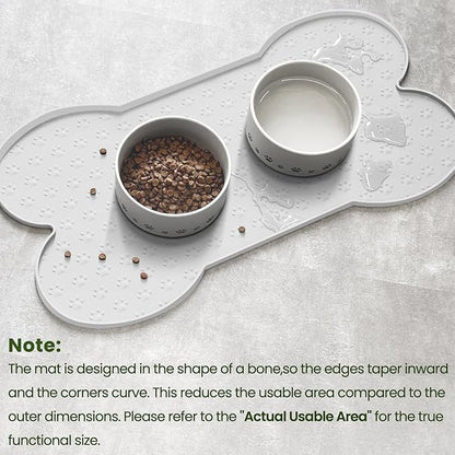 Dog Food Mat Anti-Slip Silicone Dog Bowl Mat Thicker Pet Placemat Waterproof Cat Feeder Pad with Raised Edge Puppy Kitten Feeding Mats Suitable Small Medium-Sized Dogs Cats Eating Tray