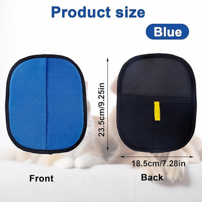 Double-Sided Pet Grooming Gloves, Electrostatic Versatile Static Pet Hair Remover Glove Reusable Static Cat Grooming Tools for Carpet Couch Clothing Furniture Supplies (Blue)