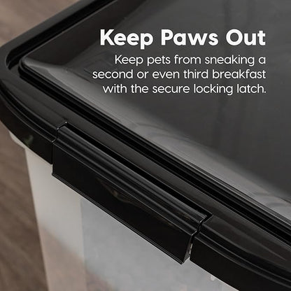 IRIS USA Airtight Dog Food Storage Container, WeatherPro, Up to 10 lbs, for Dog Cat Bird and Other Pet Food Storage Bin, Keep Fresh, Translucent Body, Made in USA, Clear/Black