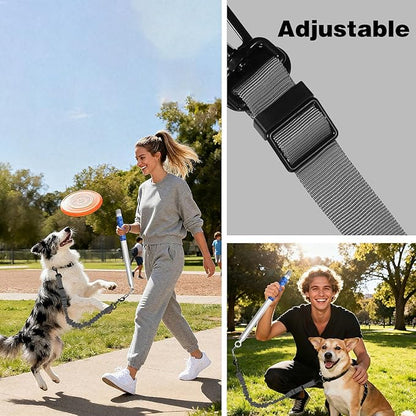 Bicycle Dog Leash for Riding, Hands Free 150° Rotating Built-in Shock Absorber Bike Retractable Leashes for Cycling, Elastic Nylon Adjusted Car Holder Seat Belt Rope (Silver)