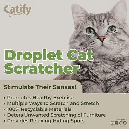 Best Pet Supplies Catify Cat Scratcher, Fun Interactive Scratchers, Posts, Poles, Claw Safe, Furniture Saver Indoor Play Support Natural Cat Behaviors Heavy Duty - Droplet, 19.5 x 9"