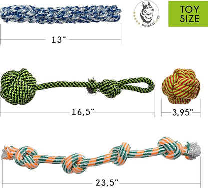 Pets&Goods XL Rope Chew Toys – 4-Pack Durable Cotton Tug & Fetch Set for Medium & Large Dogs – Heavy-Duty Rope Toys for Active Chewers, Washable & Eco-Friendly
