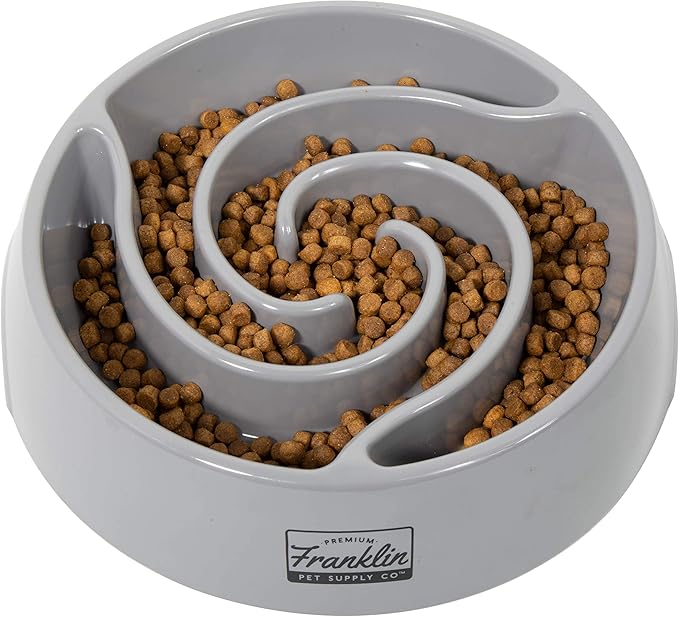 Franklin Pet Supply Co. Slow Feed Tornado Bowl - Dog + Puppy Bowl for Small, Medium + Large Breeds - Food + Water