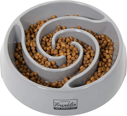 Franklin Pet Supply Co. Slow Feed Tornado Bowl - Dog + Puppy Bowl for Small, Medium + Large Breeds - Food + Water