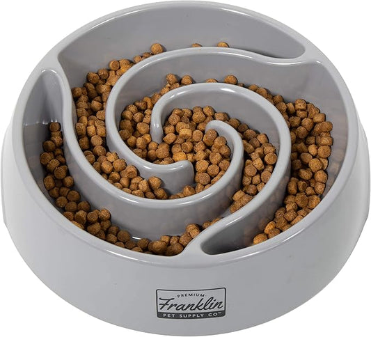 Franklin Pet Supply Co. Slow Feed Tornado Bowl - Dog + Puppy Bowl for Small, Medium + Large Breeds - Food + Water