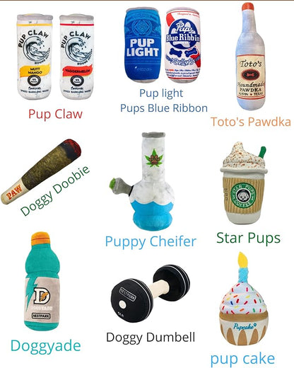 Nestpark Chill Pup Funny Dog Toy - Parody Plush Squeaky Crinkle Dog Toy