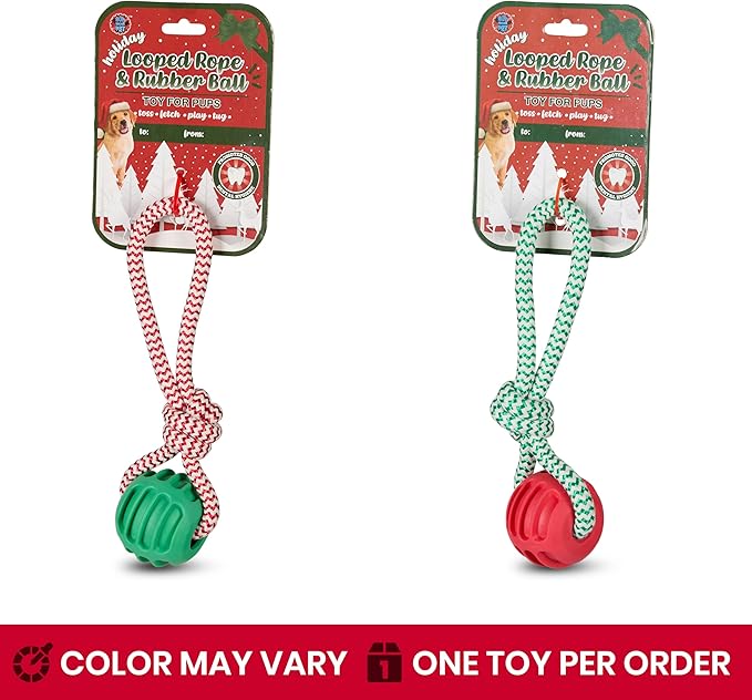 Bow Wow Pet Holiday Rope & Ball Dog Tug Toy, Small