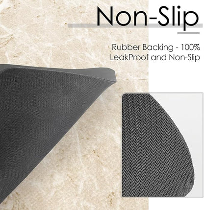 ThinkPet Dog & Cat Food Mat - Pet Feeding Mat for Food & Water Bowl, Puppy Placemat, Nonslip, Waterproof, 15.7" 11.8" - Grey