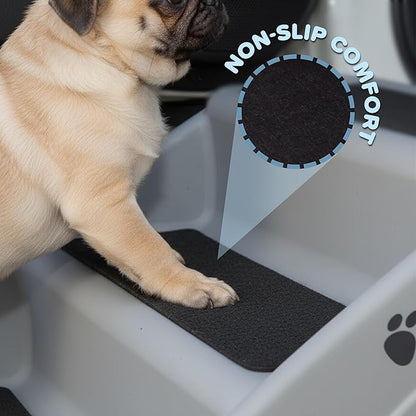 Dog Stairs - Pet Stairs with 4-Step Design for Beds, Couches, Cars - Pet Steps for Puppies, Kittens, and Small Pets by PETMAKER (Gray)