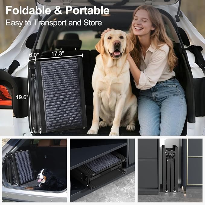 71" Extra Long Dog Ramp for Car Portable Sturdy Dog Ramps for Large Dogs with Non-Slip Rug Surface Dog Car Ramp for SUV Car & Truck, Outdoor Dog Ramp Up to 270LBS
