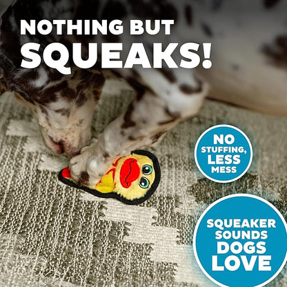 Outward Hound Durablez Minis Stuffing-Free Squeaky Interactive Dog Toy, Tough Plush, Duck, Yellow, XS (Pack of 2)