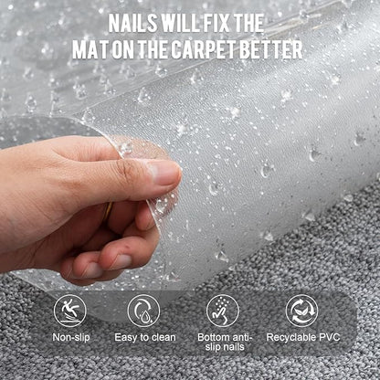 Uross Carpet Protector for Pets - Cat Carpet Protector for Doorway, Anti Scratch Under Door Cat Scratch Protector Mat, Easy to Cut Plastic Stopper Cat Scratch Guard Carpet 3.6FT-Silver
