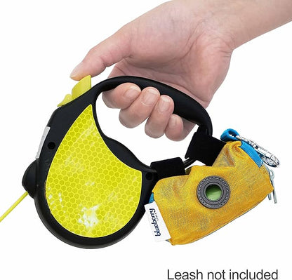 Blueberry Style Dog Waste Bag Dispenser, Mustard Yellow, Color-Block Trash Bag Dispenser with 2 Auto Locking Zipper, Dog Poop Bag Holder Leash Attachment, Includes 1 Roll of Free Poop Bags