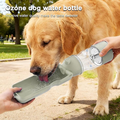 Portable Dog Water Bottle Active Oxygen Puppy Water Bowl & Dispenser for Travel, Improves Taste and Boosts Immunity for Pet Health Care Water Bottle (A-013B-white)